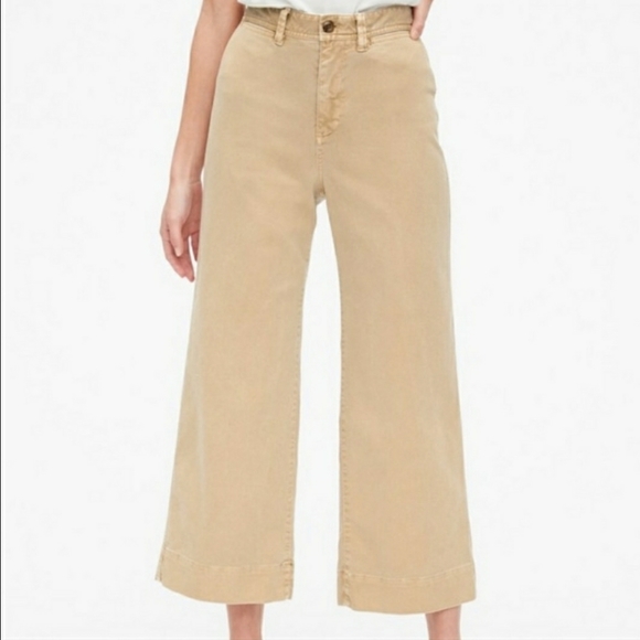 GAP Pants - Gap High Rise Wide Leg Crop Tan size 8